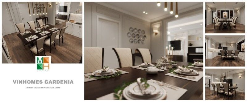 Thiết kế nội thất phòng ăn chung cư theo phong cách hiện đại, sang trọng và đẹp mắt.